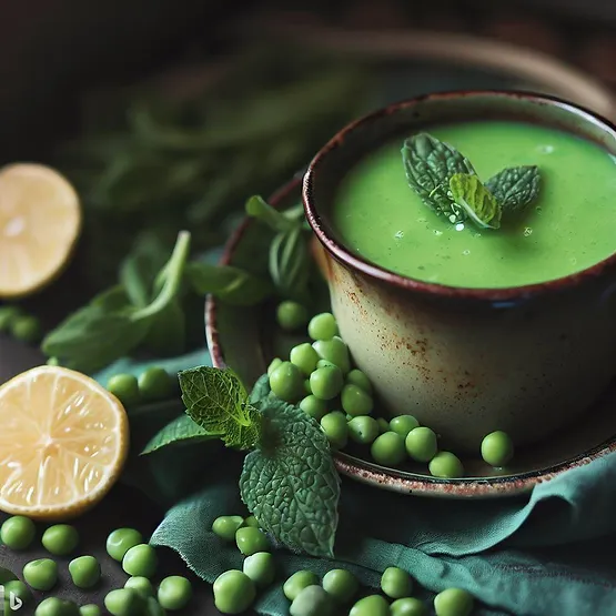 Opskrift på grøn ærtesuppe med mynte og citron