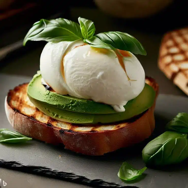 Burrata med avocado og ristet brød