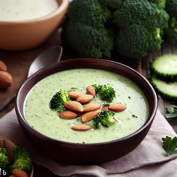 Kold broccoli- og mandelsuppe