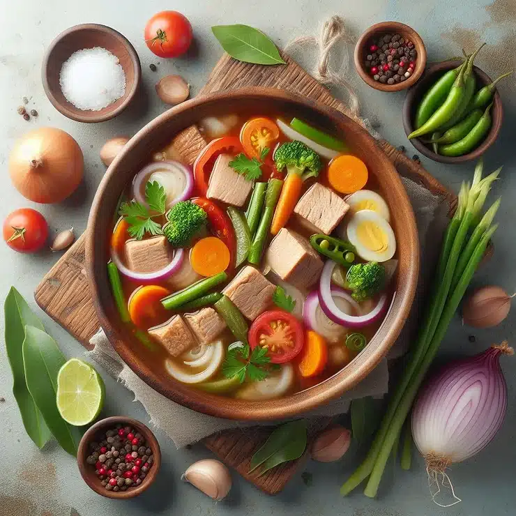 Sinigang - Filippinsk sur suppe med svinekød og grøntsager