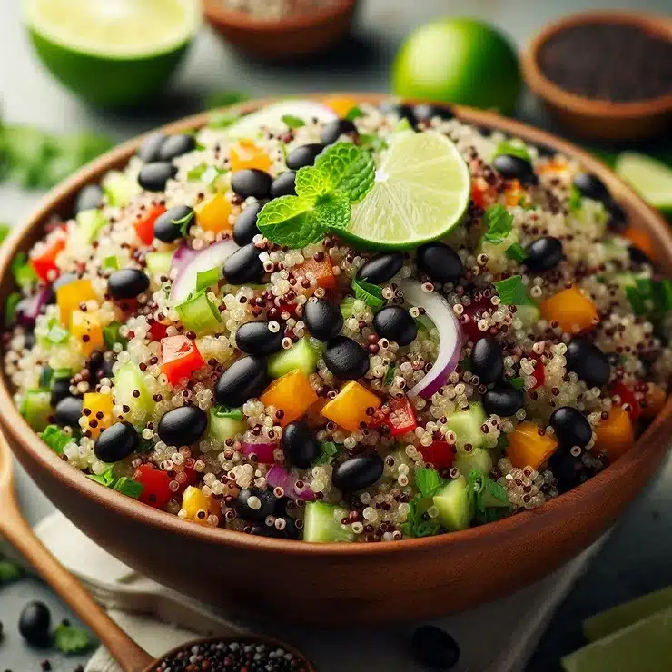 Peruviansk Quinoa salat med sorte bønner og lime