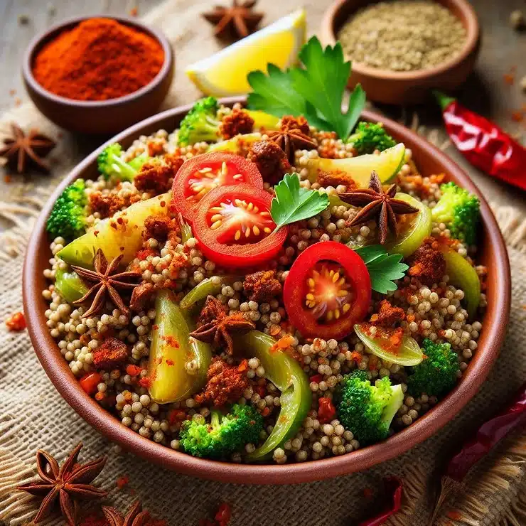 Etiopisk teff salat med berbere krydderi