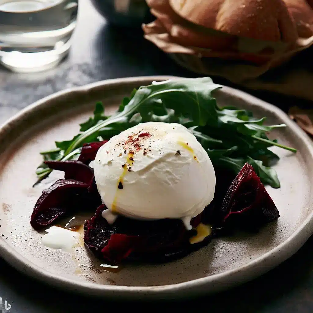 Opskrift på burrata med ristede rødbeder og rucola