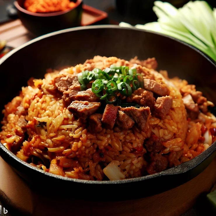 Opskrift på koreansk kimchi fried rice med svinekød