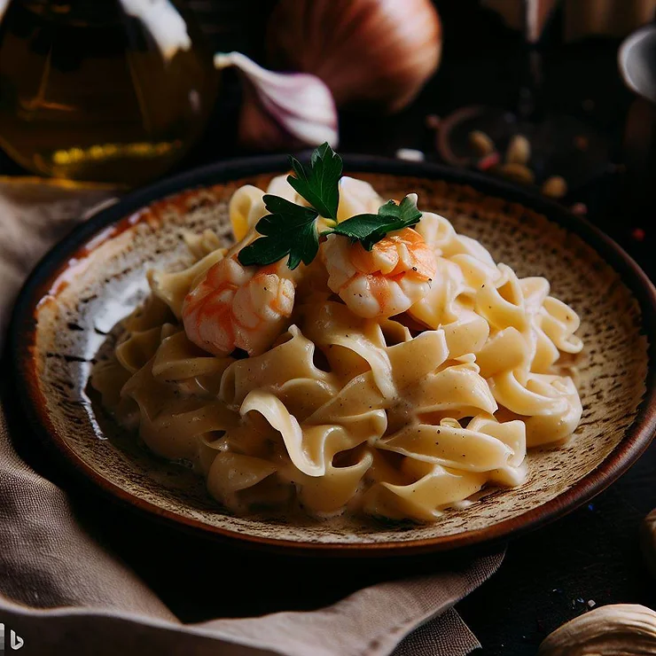 Opskrift på pasta med flødesovs og rejer