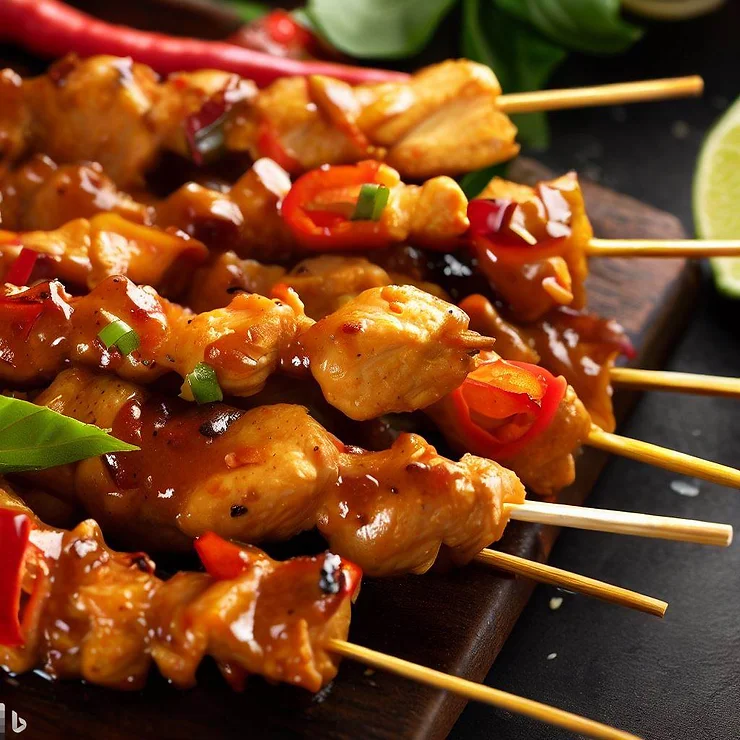 Opskrift på spicy thailandske kyllingesatay-spyd