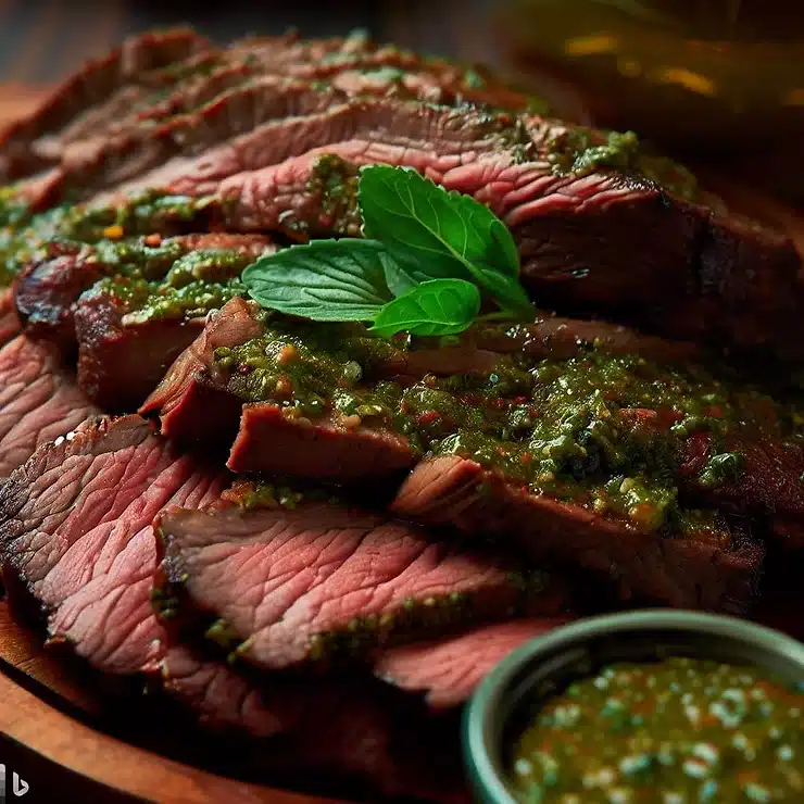 Opskrift på grillet flanksteak med chimichurri-sauce