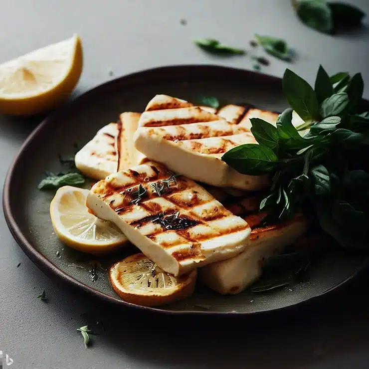 Opskrift på grillet halloumi med friske krydderurter og citron