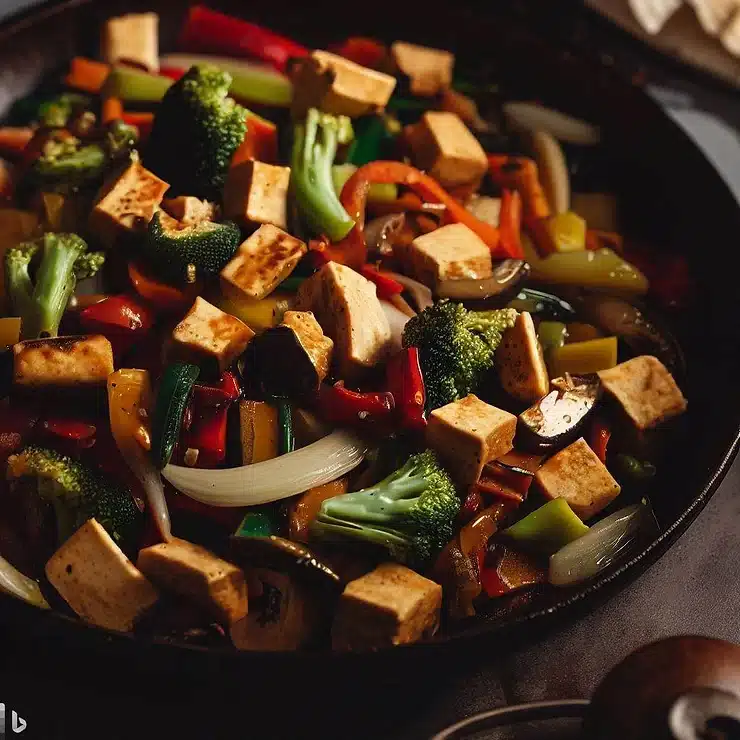 Opskrift på Szechuan stir-fry med tofu og sprøde grøntsager