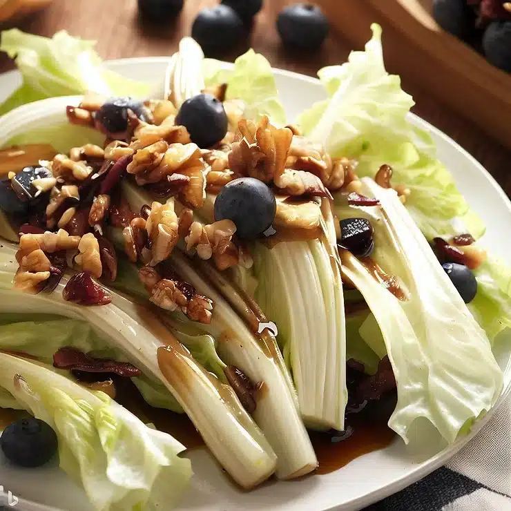 Opskrift på endiviesalat med blåbær, valnødder og balsamicovinaigrette