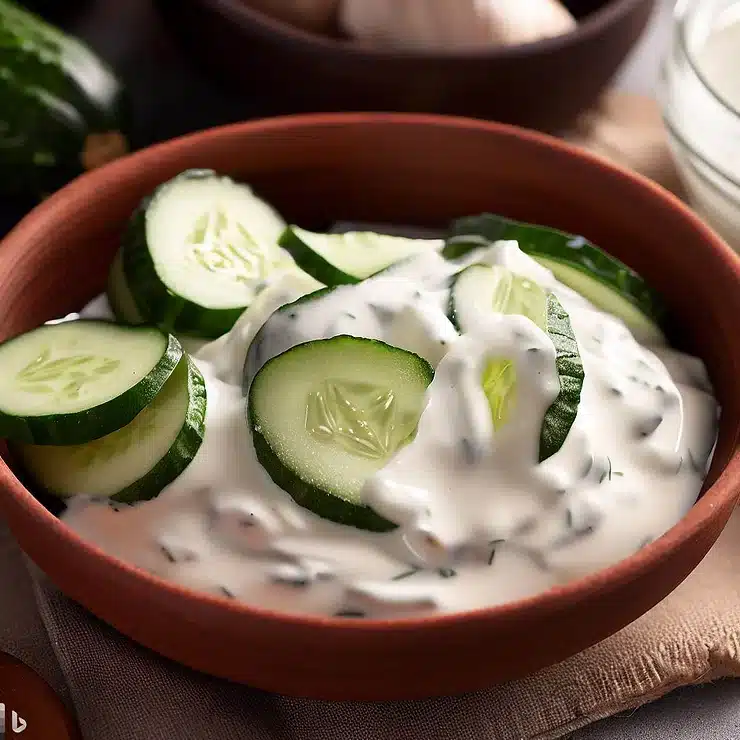 Opskrift på tzatziki-salat med agurk, yoghurt og hvidløg