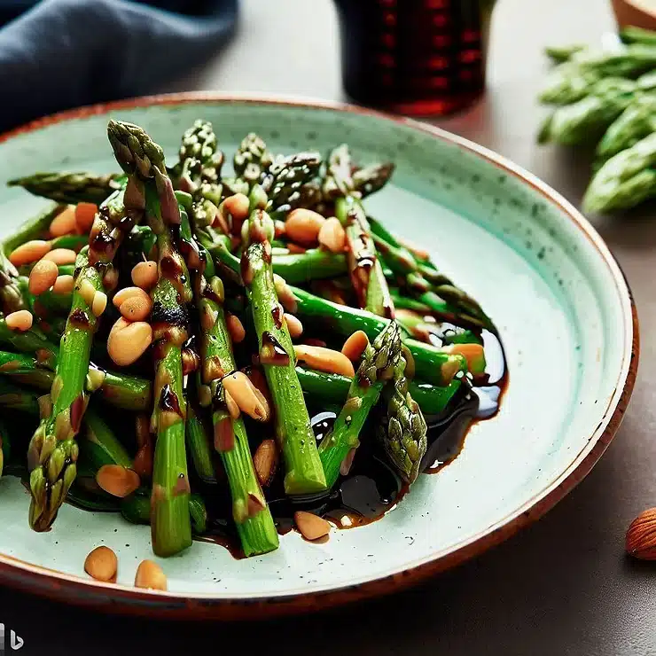 Opskrift på aspargessalat med ristede pinjekerner og balsamicodressing