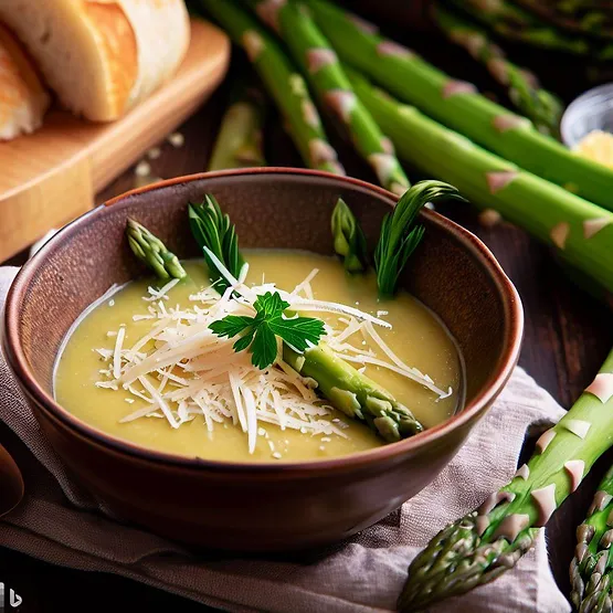 Opskrift på aspargessuppe med parmesan og persille