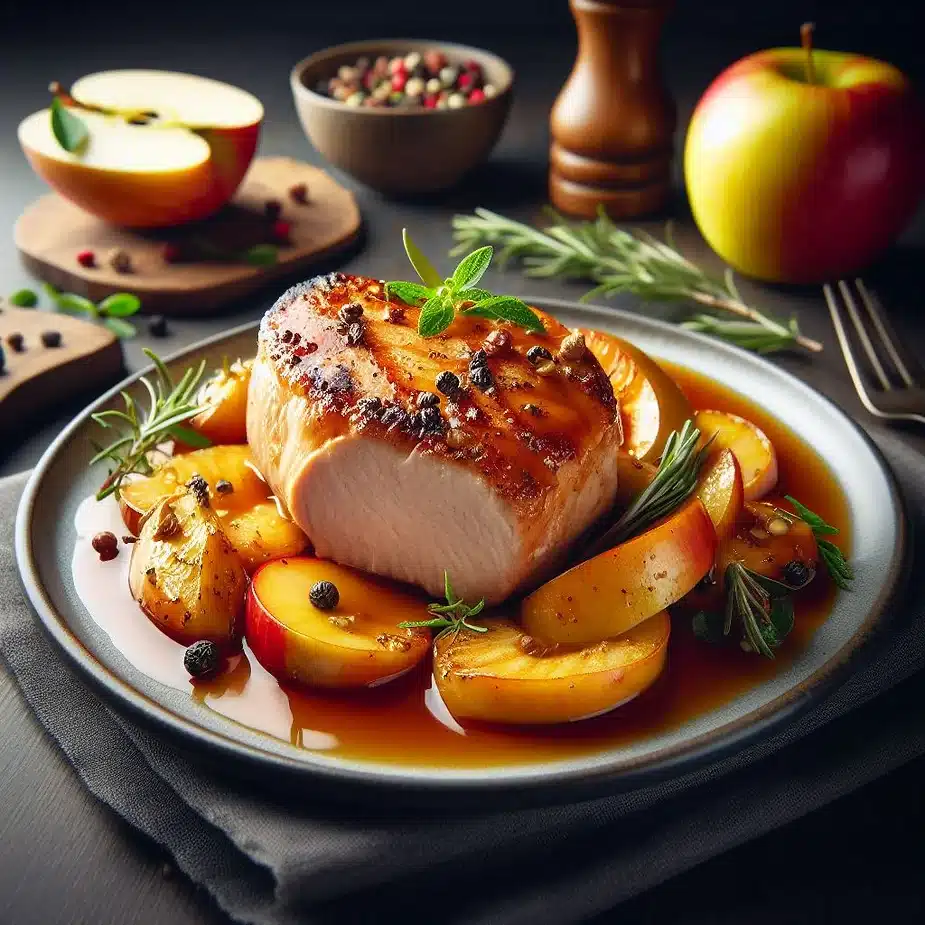Opskrift på Svinemørbrad i æble-calvados sauce