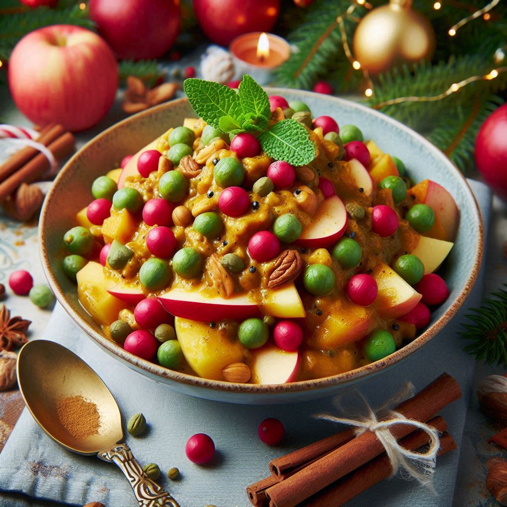 Julekarrysalat med æbler og kapers