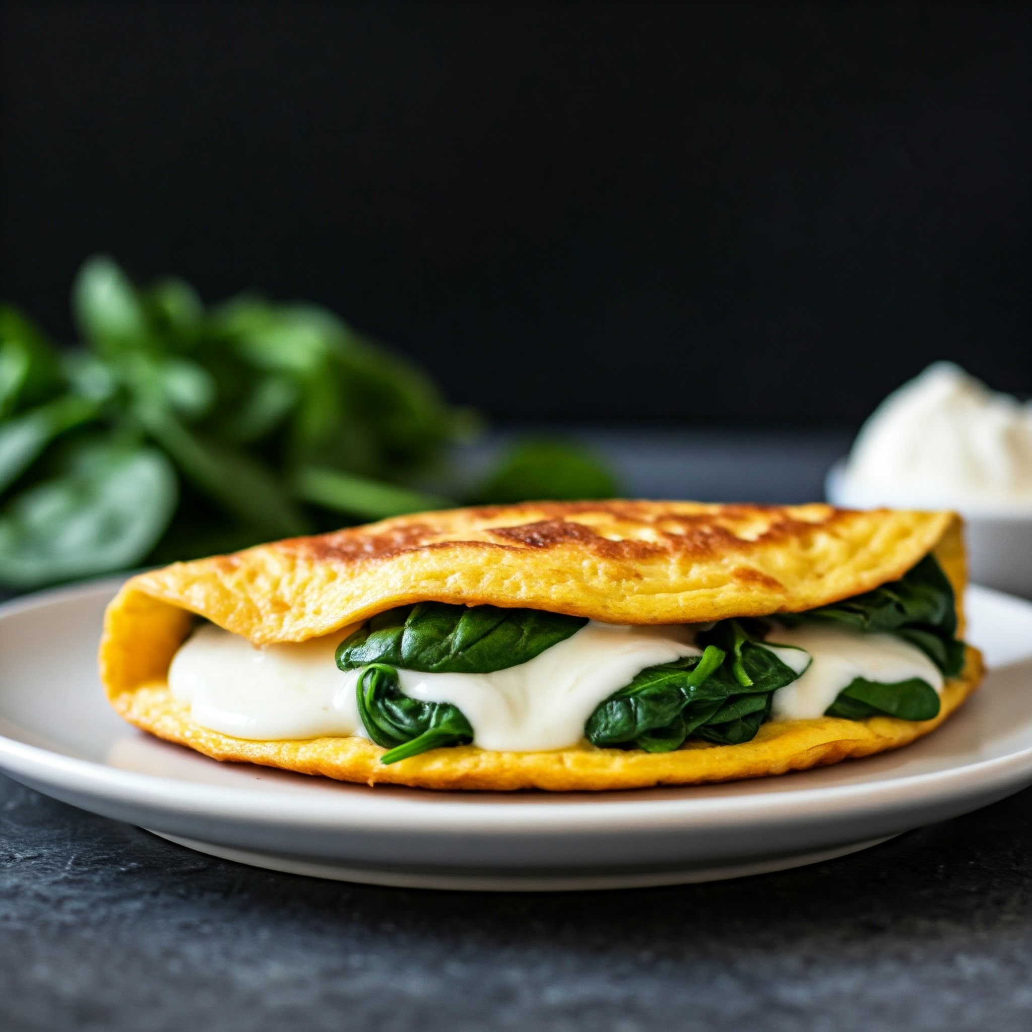 Omelet med spinat og ost