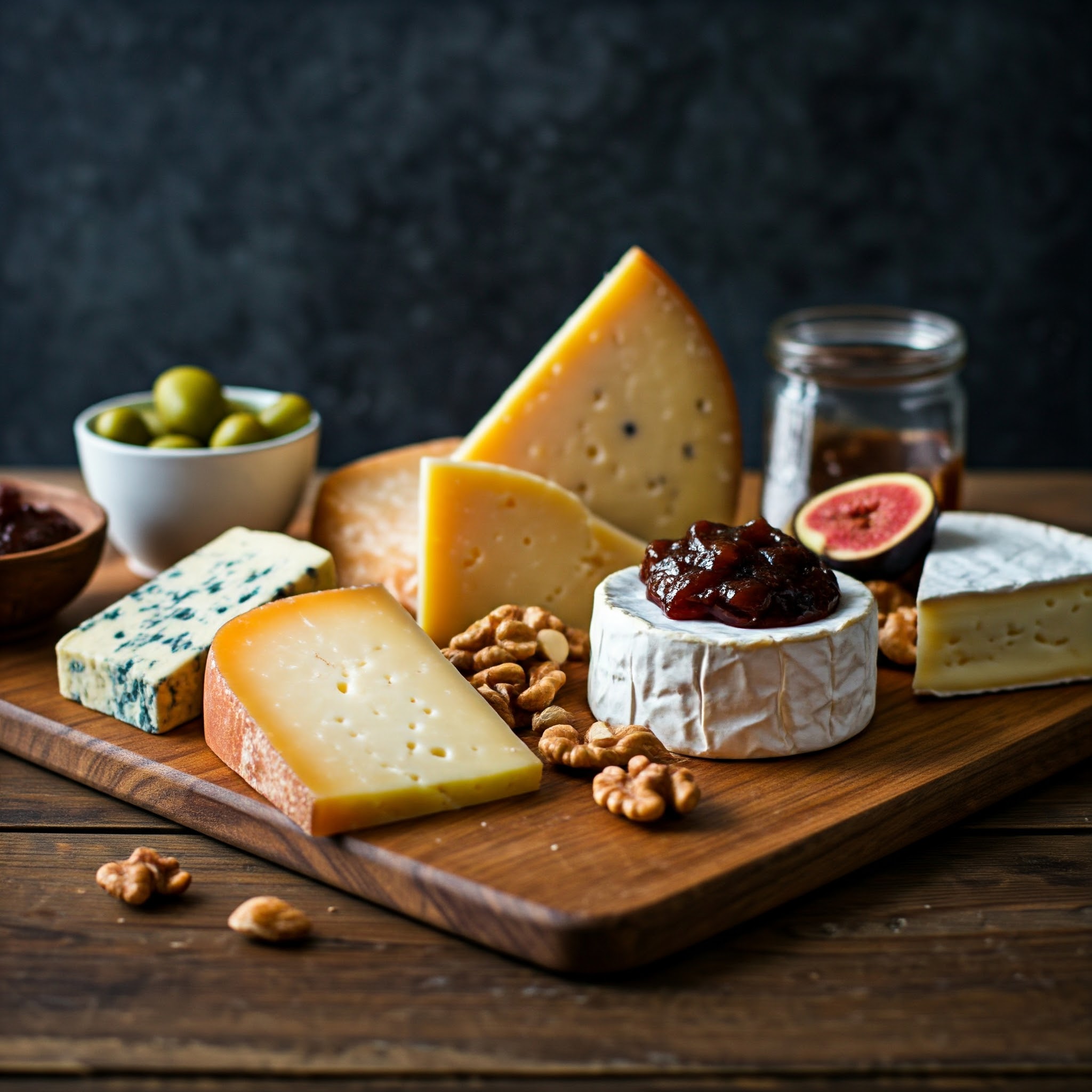 Ostebord med figenkompot og nødder