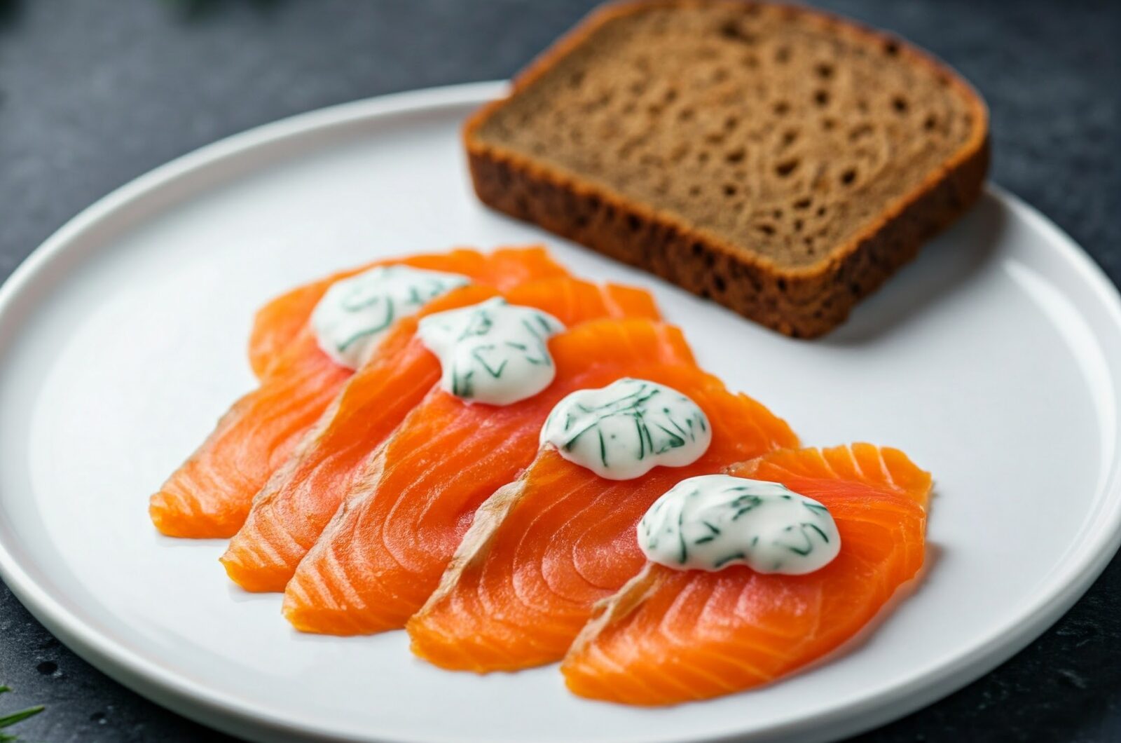 Røget laks med dilddressing og rugbrød