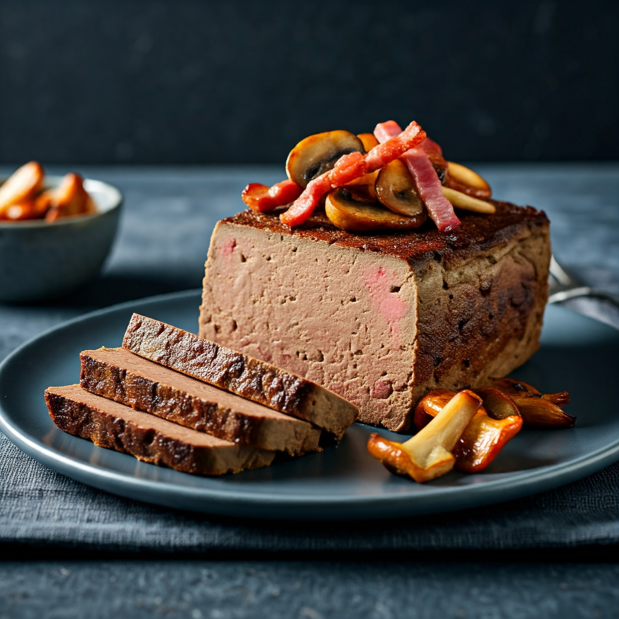 Lun leverpostej med svampe og bacon