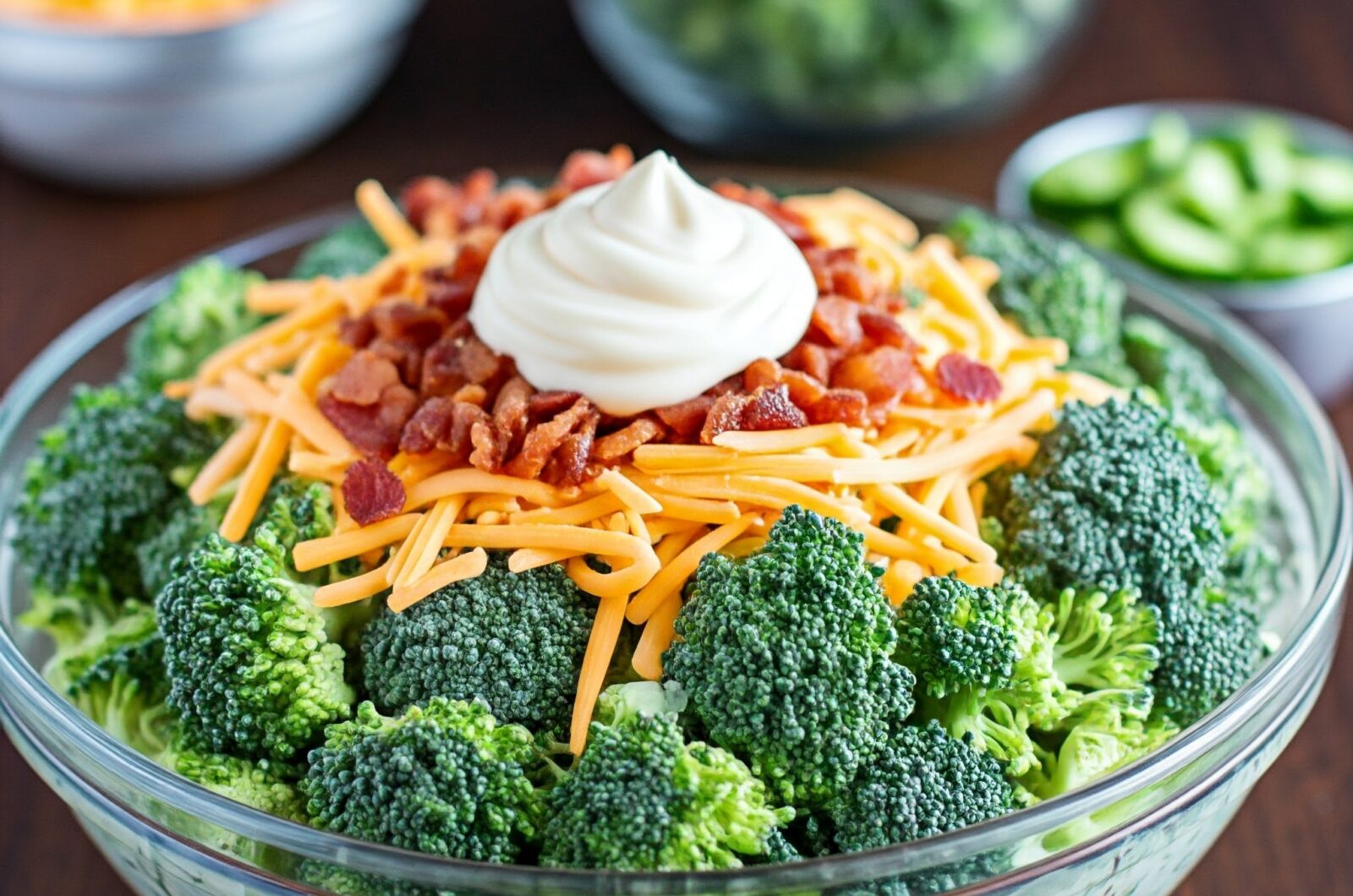 Broccolisalat med bacon og cheddar