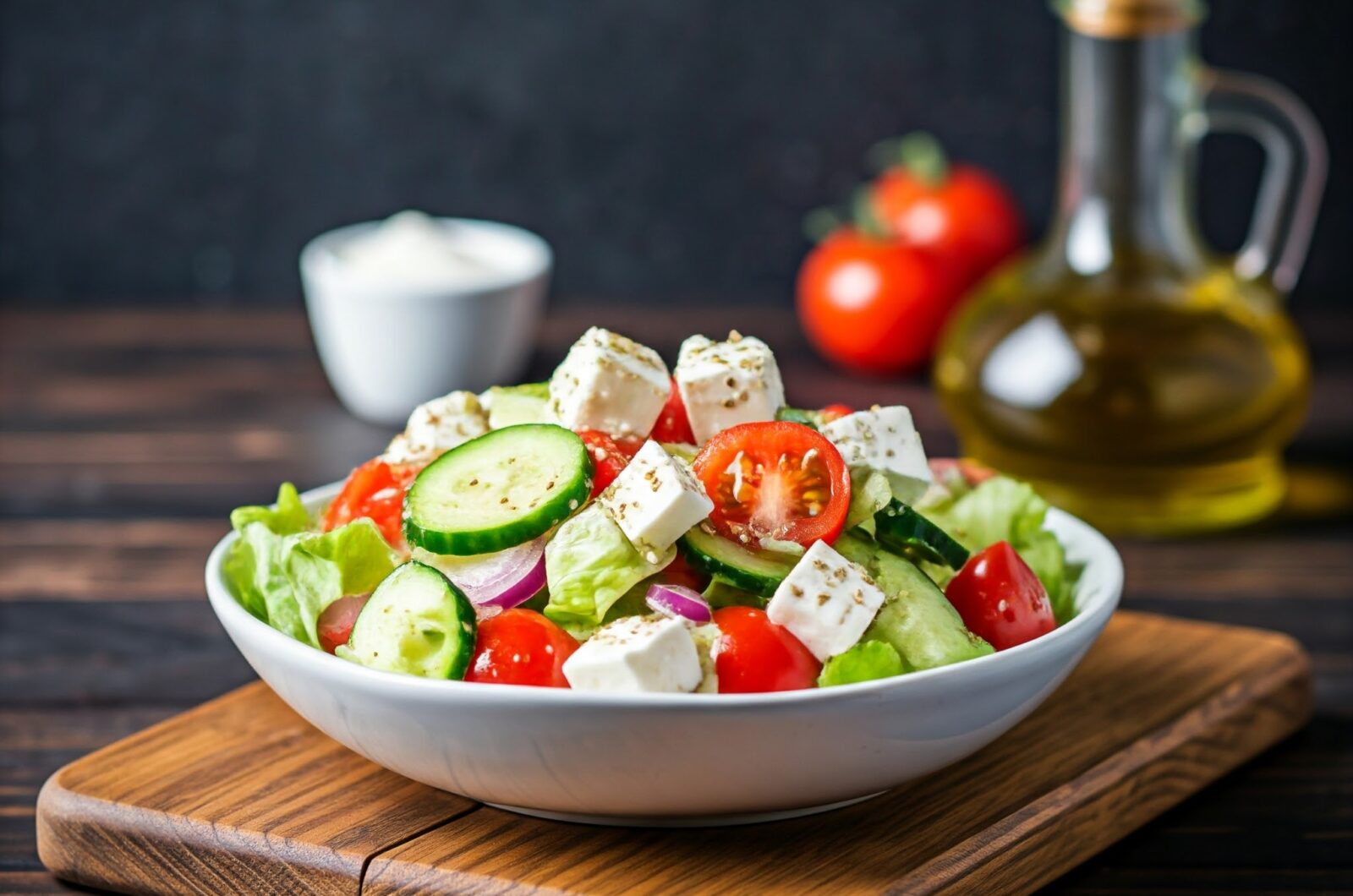 Græsk salat med feta og olivenolie