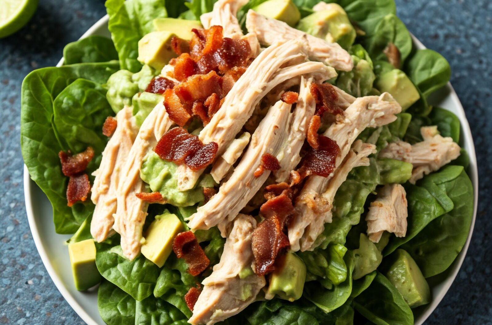 Kyllingesalat med avocado og bacon