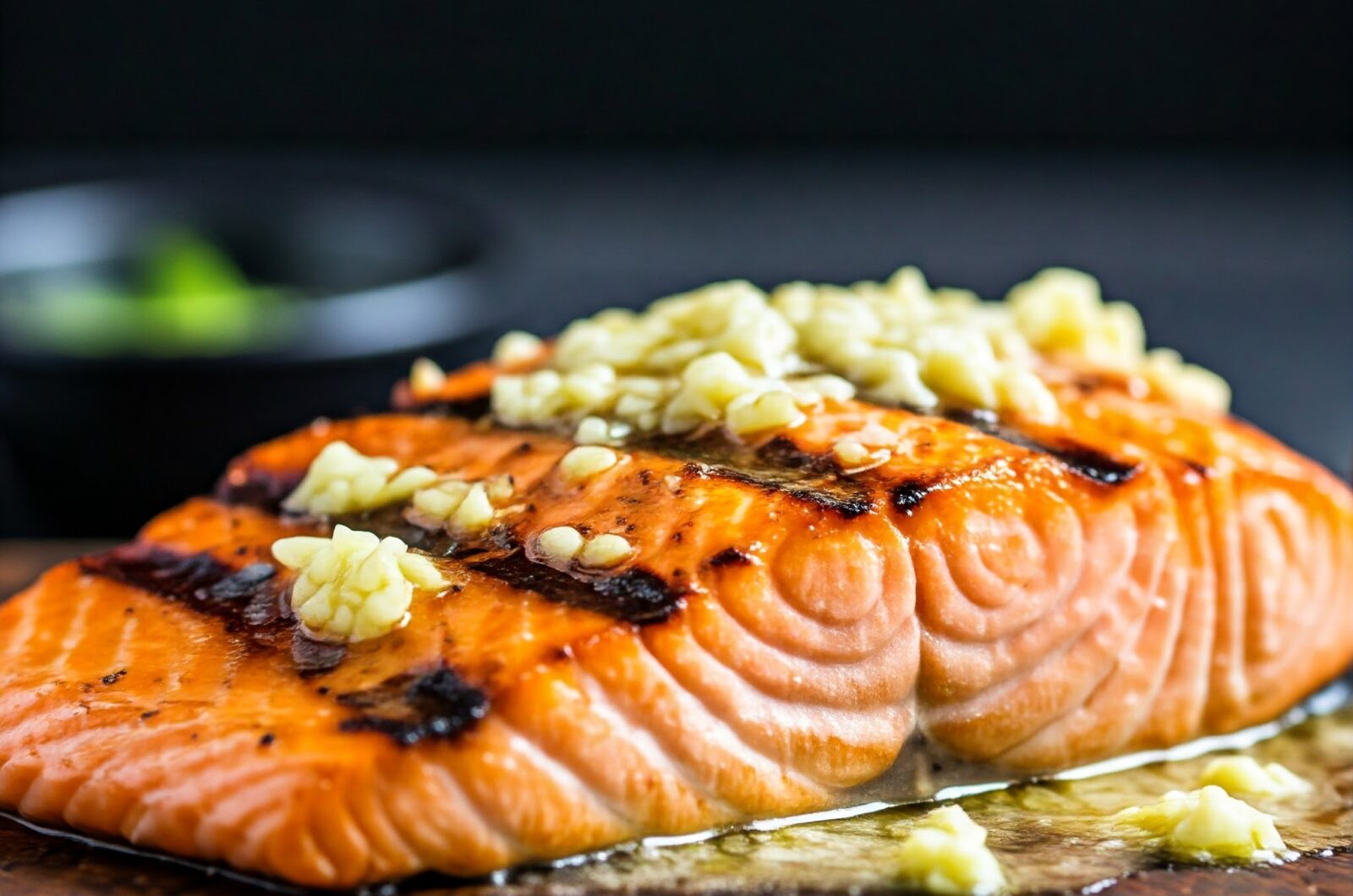 Grillet laks med smør og hvidløg