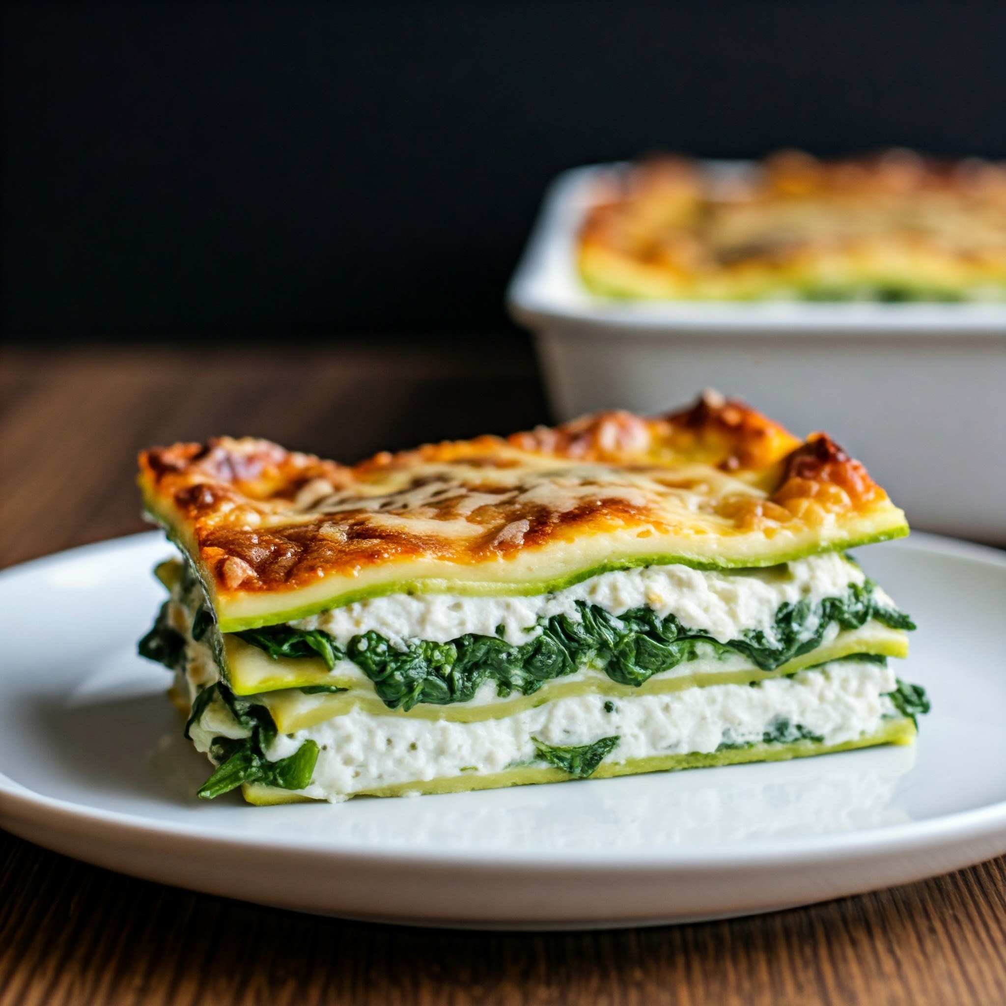 Zucchinilasagne med Ricotta og Spinat