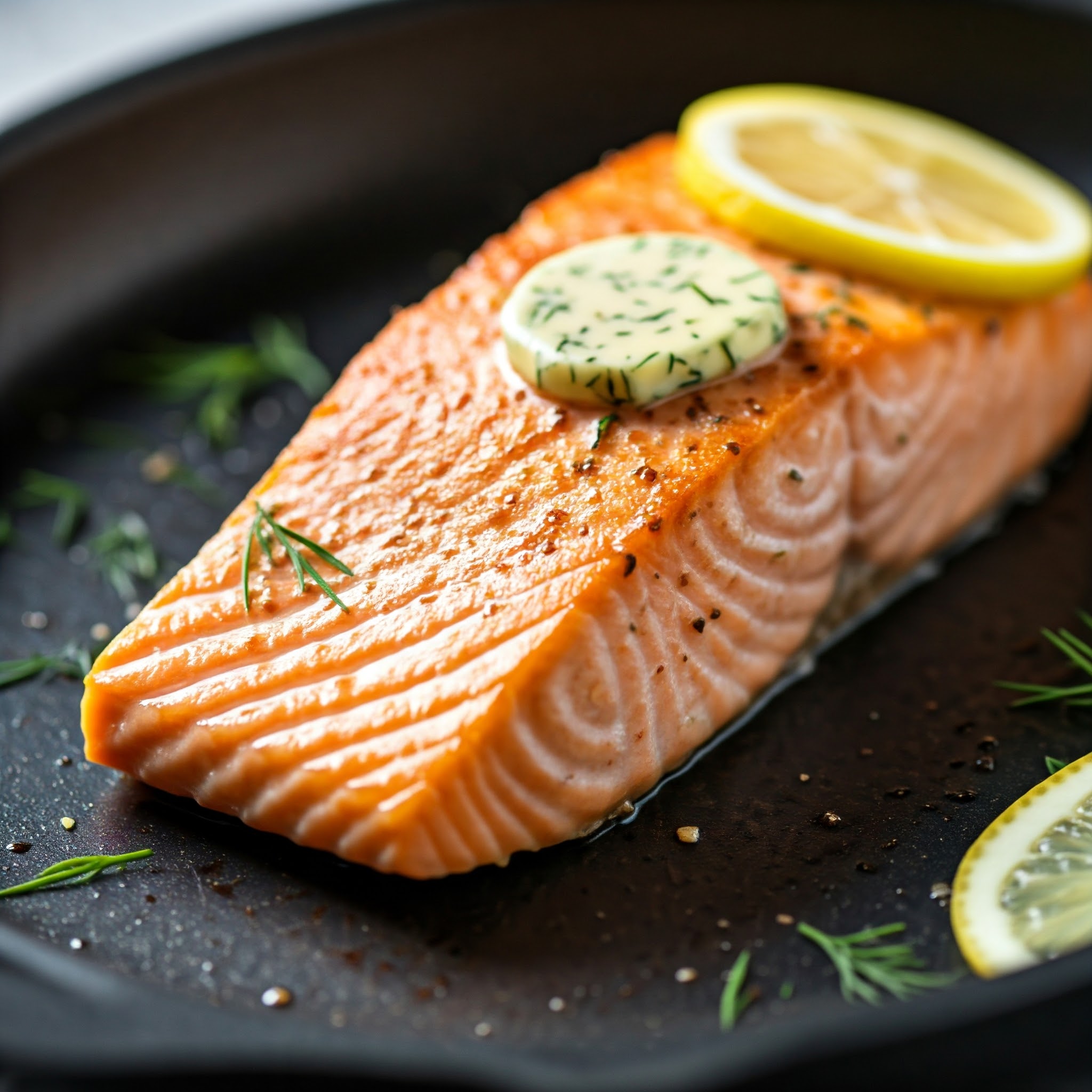 Stegt laks med citron og dildsmør