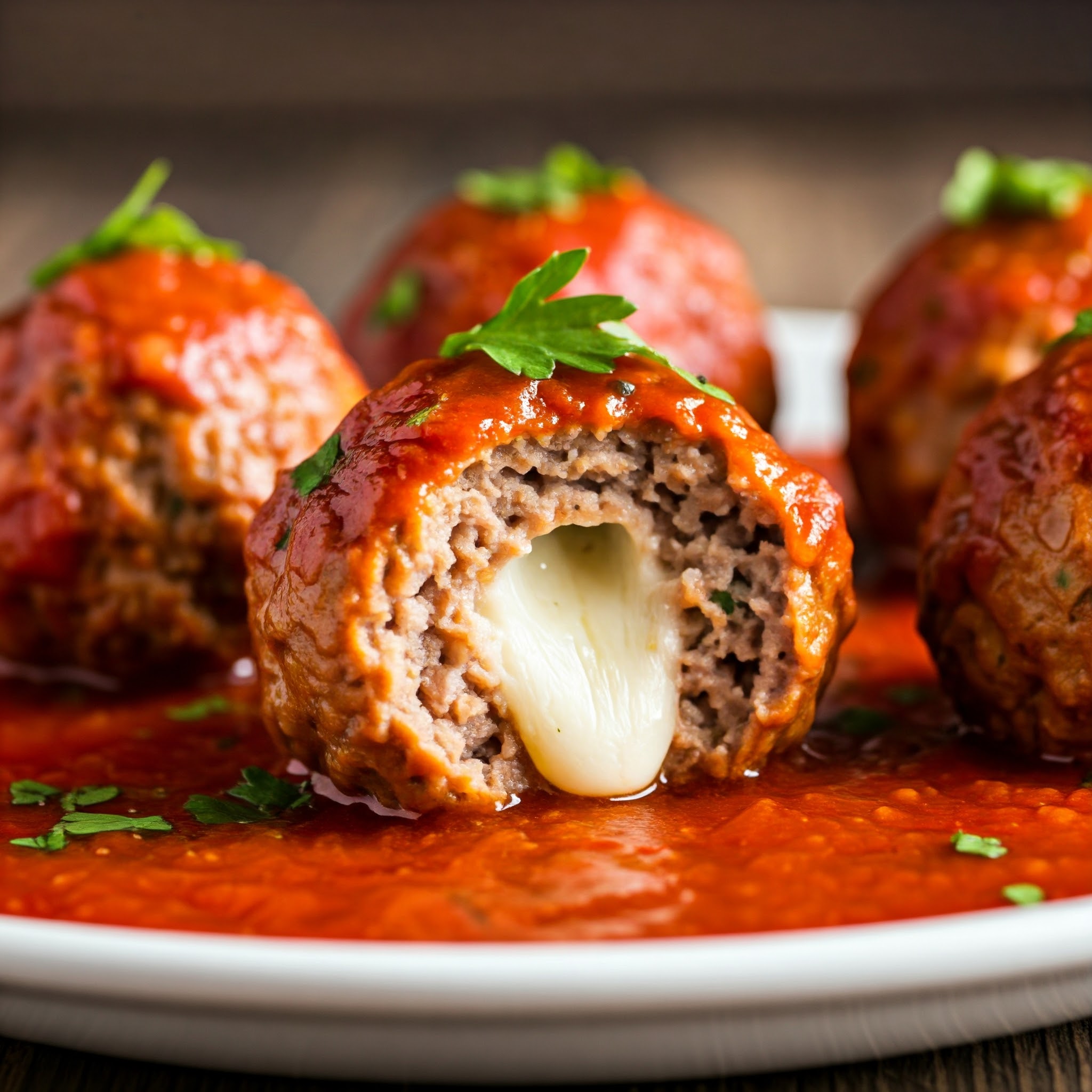 Ostefyldte Kødboller med Tomatsauce
