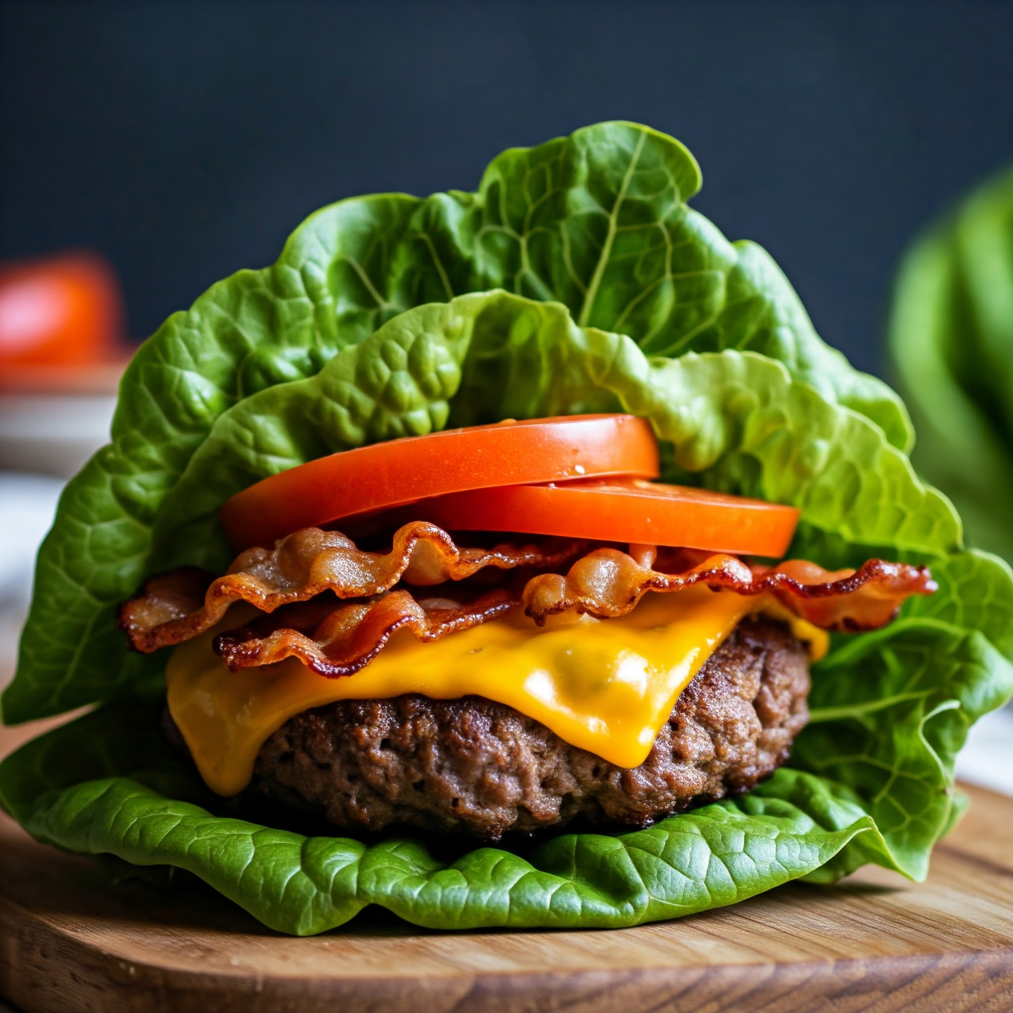 Cheeseburger uden brød med salatwraps