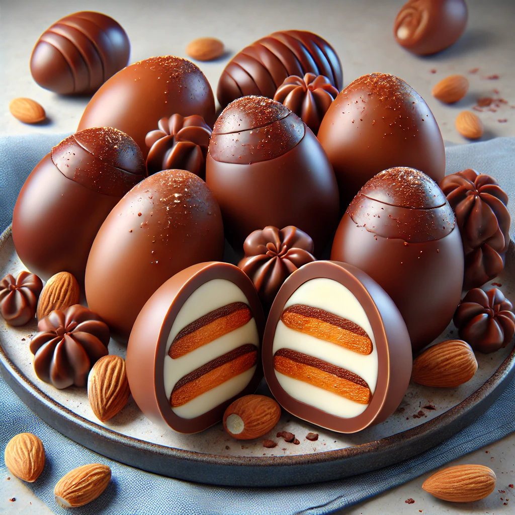 Chokoladepåskeæg med Marcipan og Nougatfyld