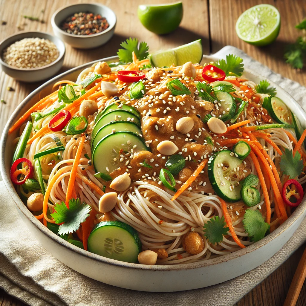 Asiatisk nudelsalat med peanutdressing