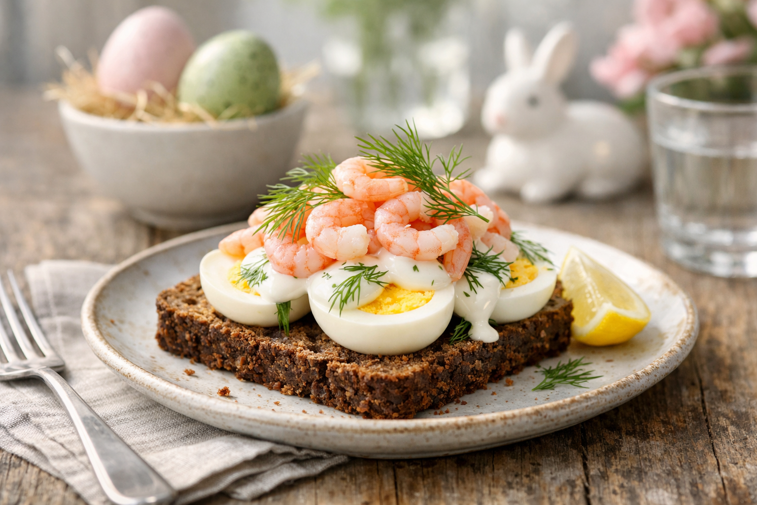 Æg med rejer og hjemmelavet dressing – klassisk påskefrokost favorit