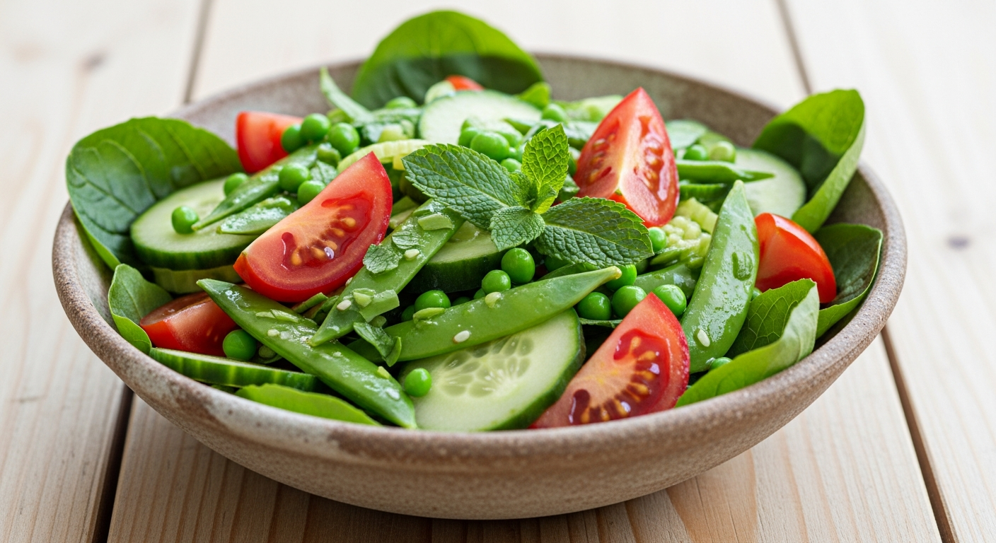 Frisk Sommersalat med Danske Tomater, Agurk og Ærter