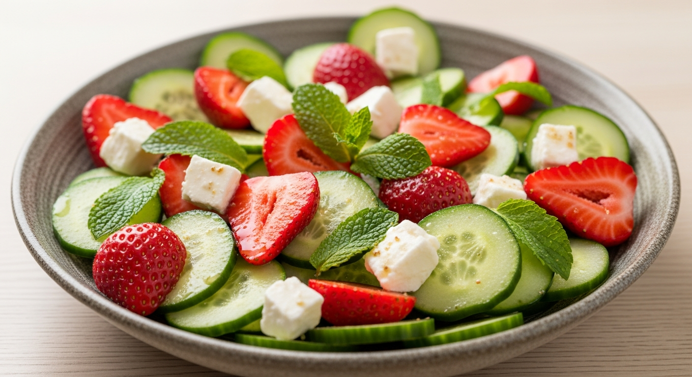 Sommerlig Jordbær- og Agurkesalat med Feta